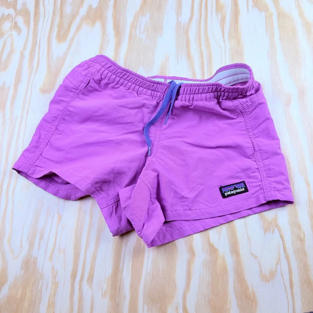 Patagonia Kids Purple Baggies Shorts Elastic Waist Drawstring Size S Small